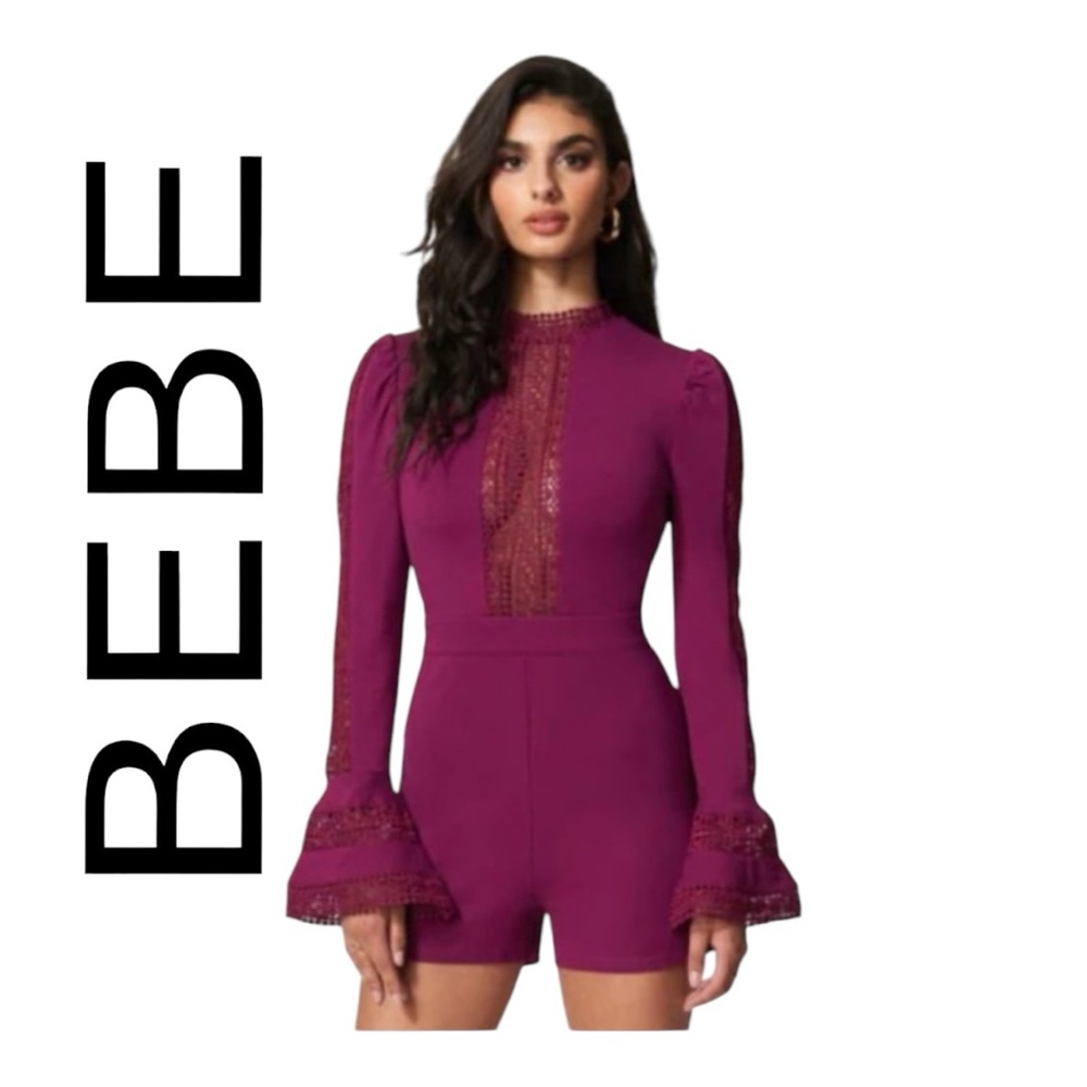 BEBE Ruffle Bell Sleeve Romper, size Small, NWT